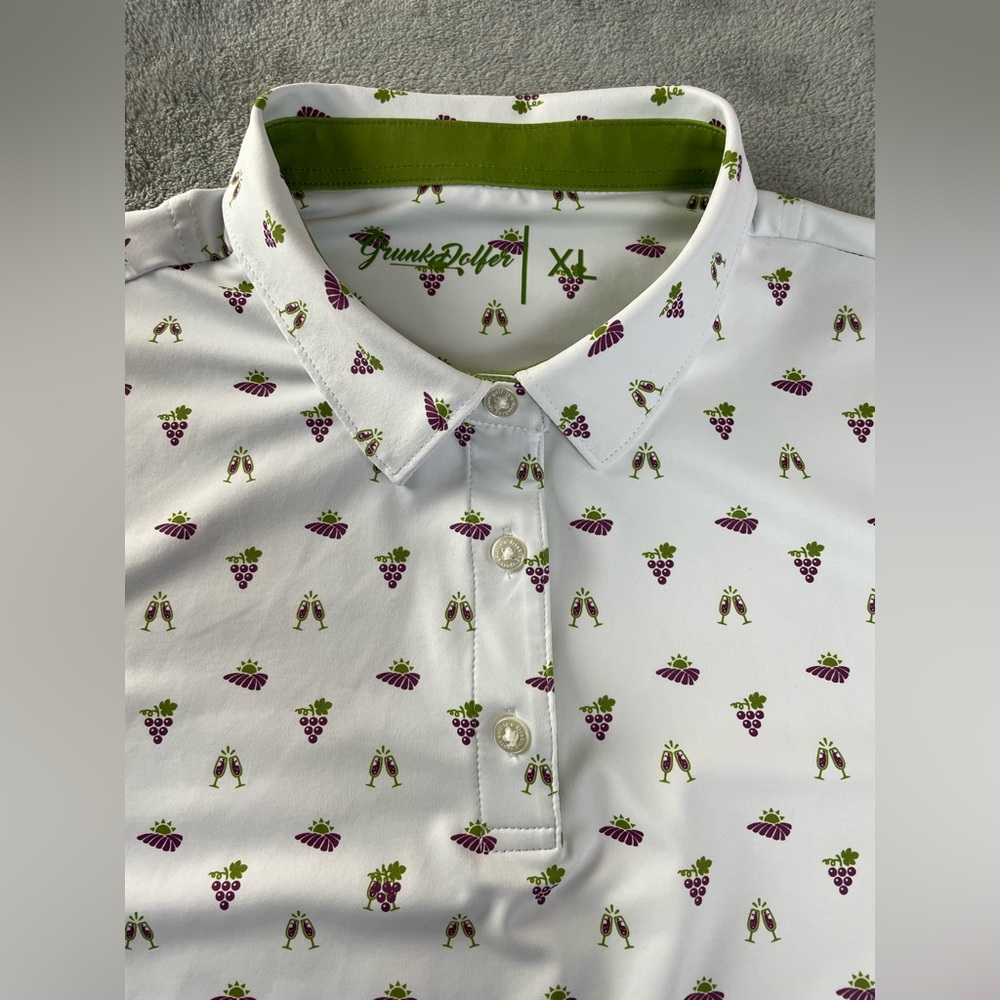 Grunk Dolfer Golf Shirt Women’s XL White Performance Polo Gapes Wine Temecula